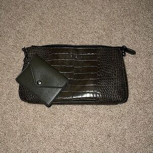 RAE DUNN Leather like small purse-Olive green cross body